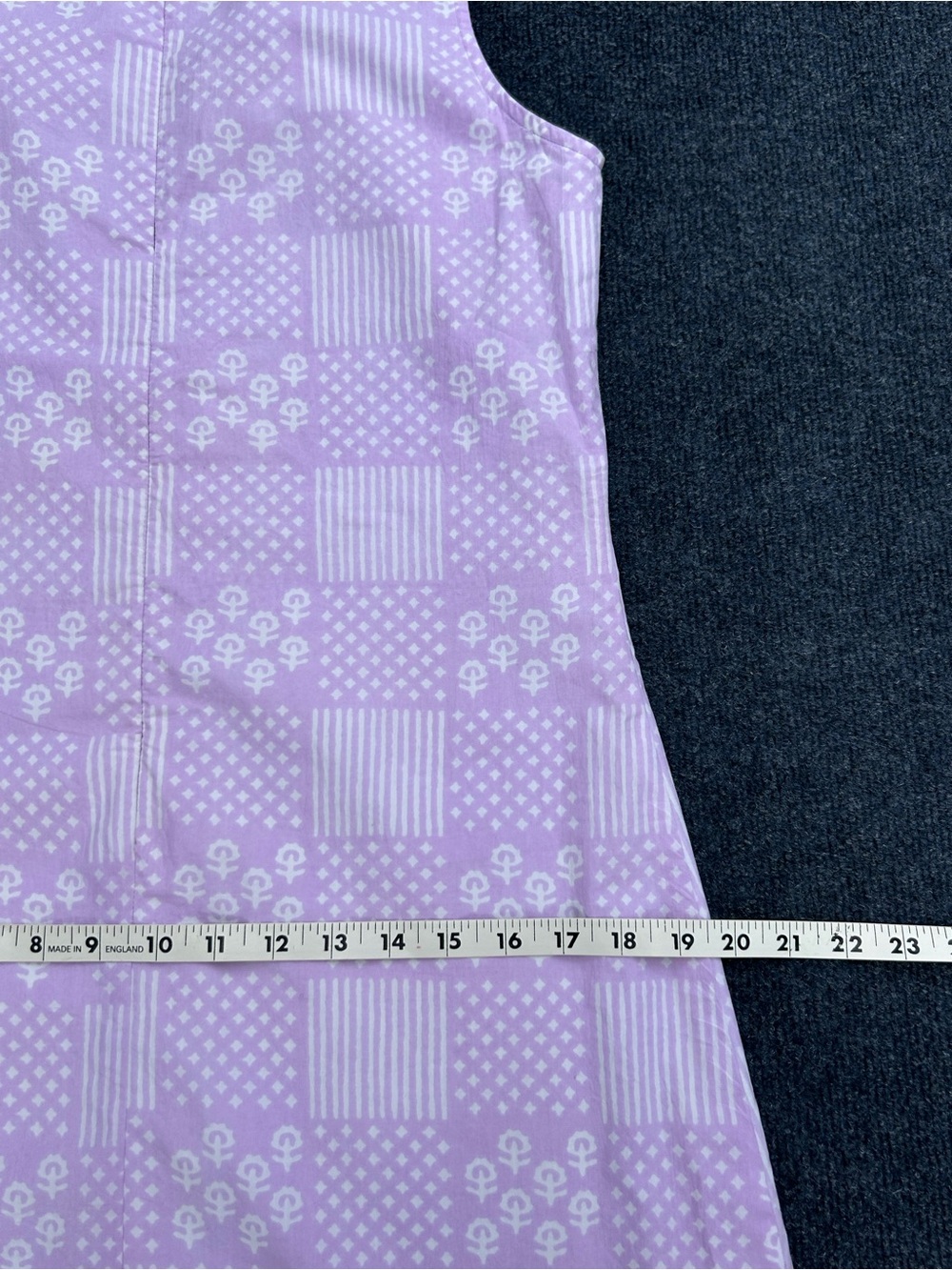 Julia Amory Baby Jane Sleeveless Cotton Dress in Lilac Patchwork Print Medium - Picture 15 of 15